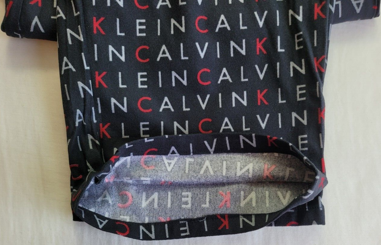 CALVIN KLEIN Fleece Pajama Lounge Sleep Pants Large Black Allover Logo MSRP$42
