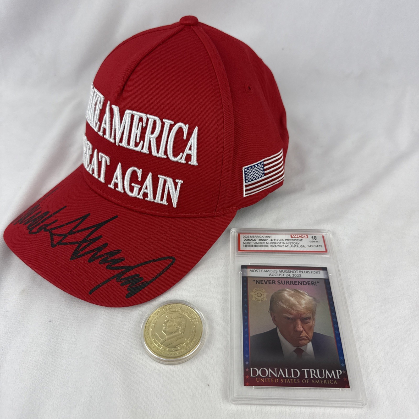 Donald Trump 2024 MAGA 47th Presidential Memorabilia Pack - Hat, Coin, & Card