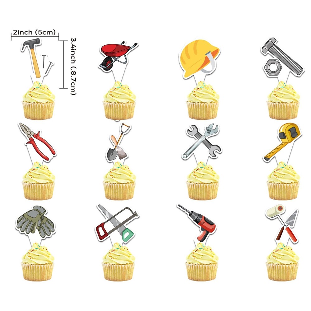 25 Pcs Tools Cake Topper Cupcake Toppers Tools Cake Decorations for Tools Par...