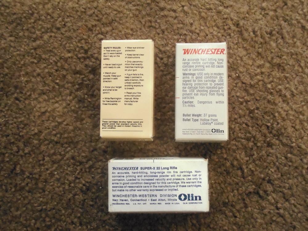 3 EMPTY 22 BOXS MINT-Vintage .22 -WINCHESTER-UMC BOXES EMPTY-