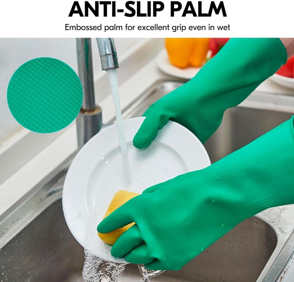 Multi-Purpose Rubber Household Gloves | 3 Pack, Heat & Cold Resistant, Medium