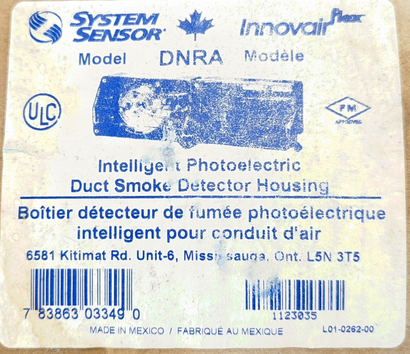 System Sensor DNRA Intelligent Photoelectric Duct Smoke Detector Housing *NEW*