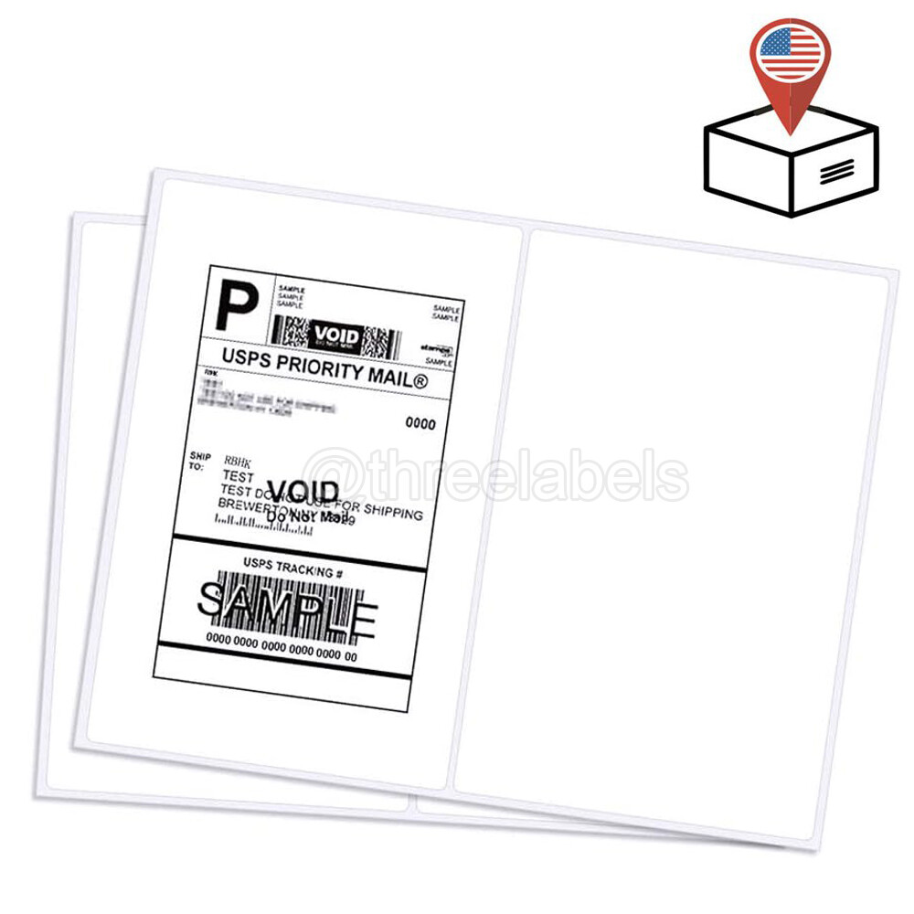 8.5" x 5.5" Rounded Corner Half Sheet Shipping Labels for Laser & Inkjet Printer