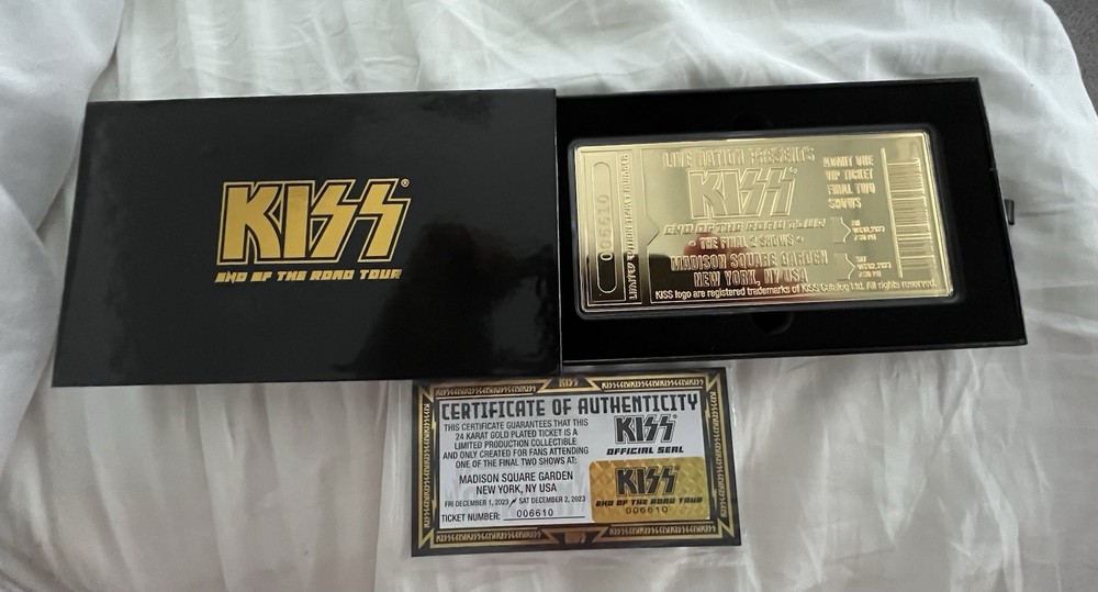 KISS End Of The Road Tour FINAL SHOW Exclusive Gold Ticket *SEALED* 12/02/23