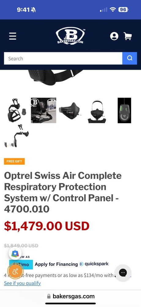 Optrel  BackPack  Half Mask Respirator System TH3P PAP