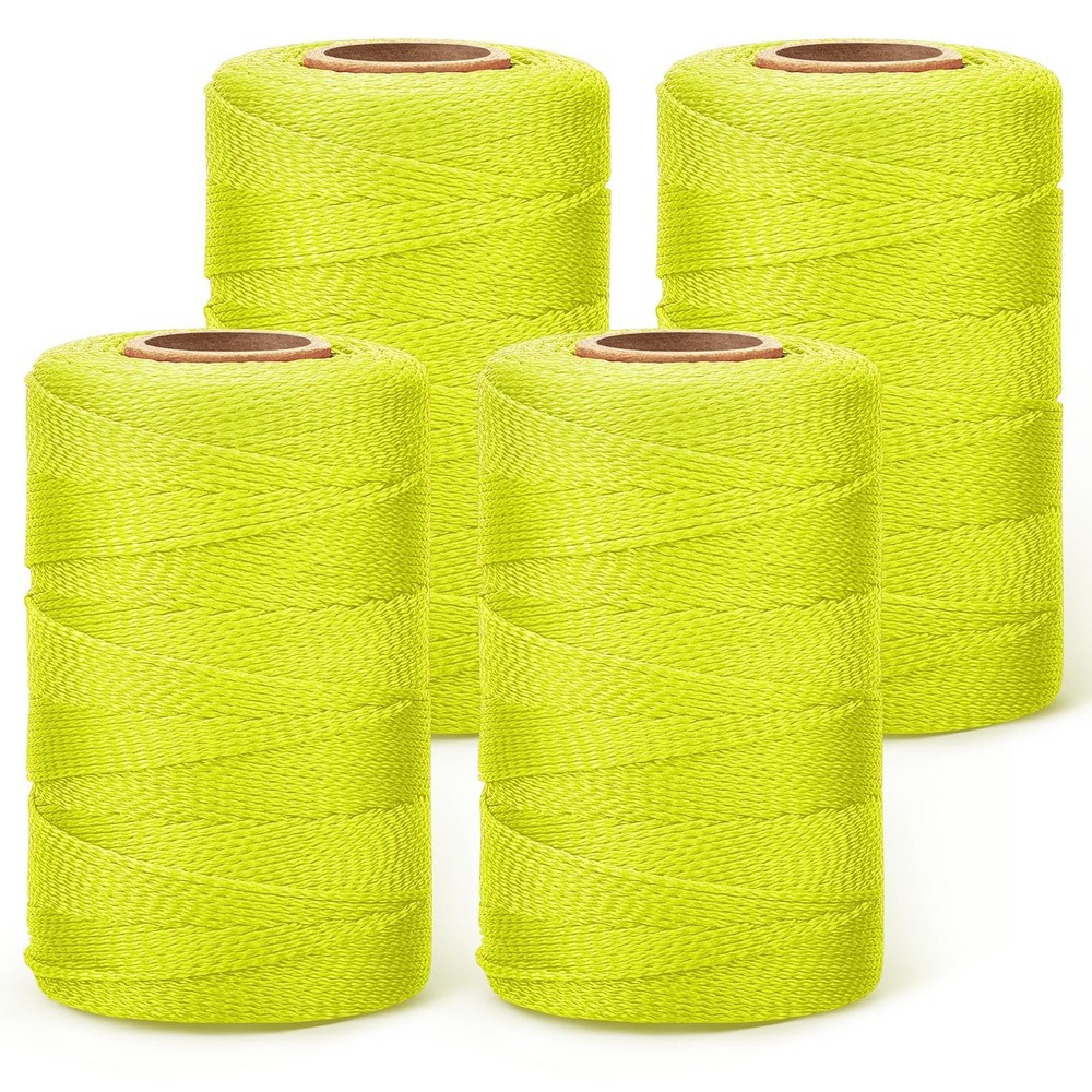 4 Roll Mason String Line #18, 500 ft Nylon Braided Construction String Line, ...