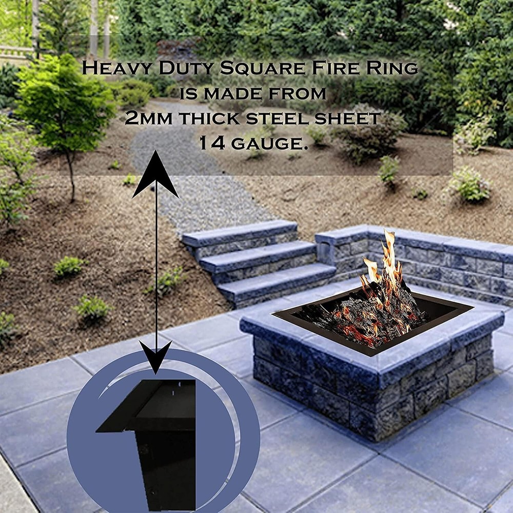 Fire Pit Ring - Square - 29" (OD) & 25" (ID) - Fire Pit Insert with Air Vents