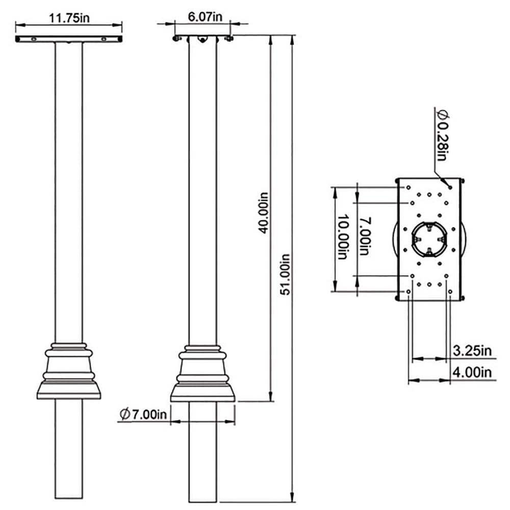 Architectural Mailboxes Mailbox Post Rust-Resistant Aluminum Top-Mount Black
