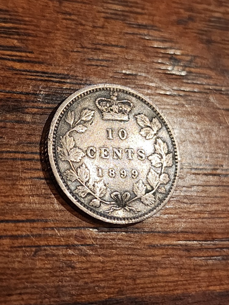 1899 Canada 10 Cents Small 9 Silver Coin