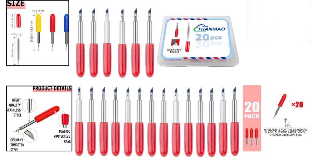 20 Pcs Red Replacement Blades for Cricut Explore Air/Maker - Precision
