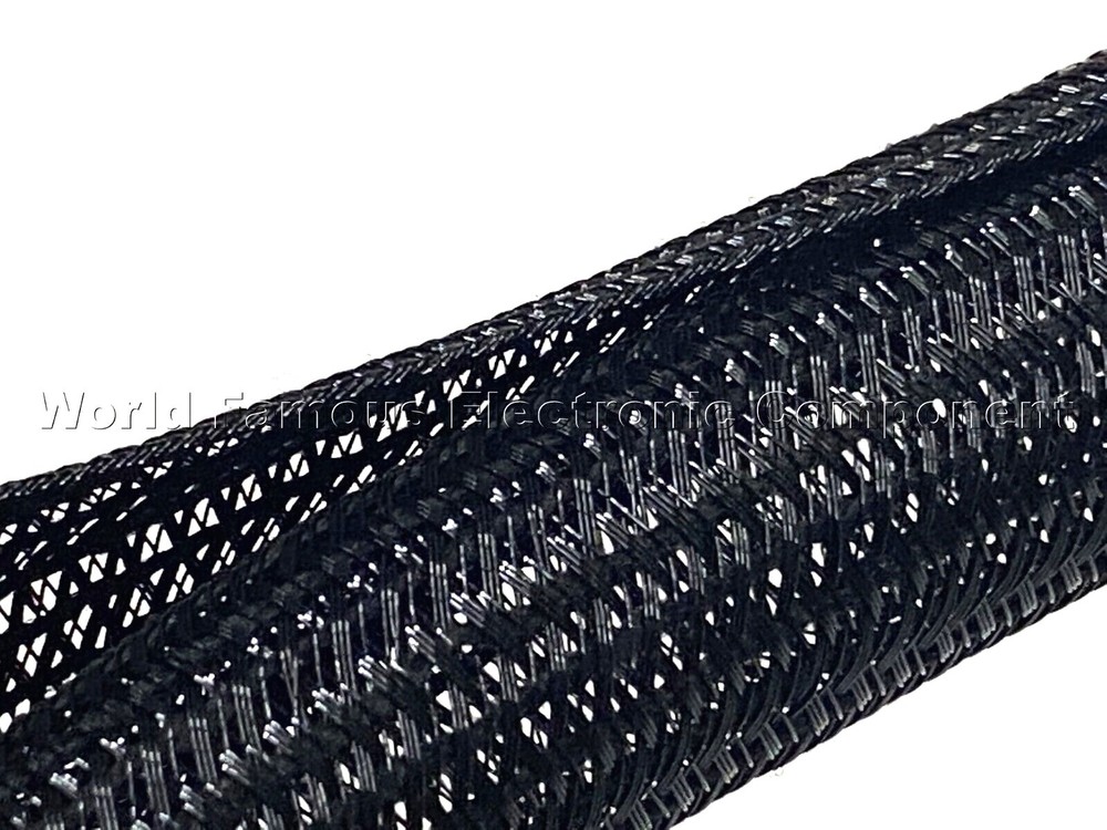 1 1/2" Black Split Braided Cable Sleeving , Split Loom , Wrap -USA