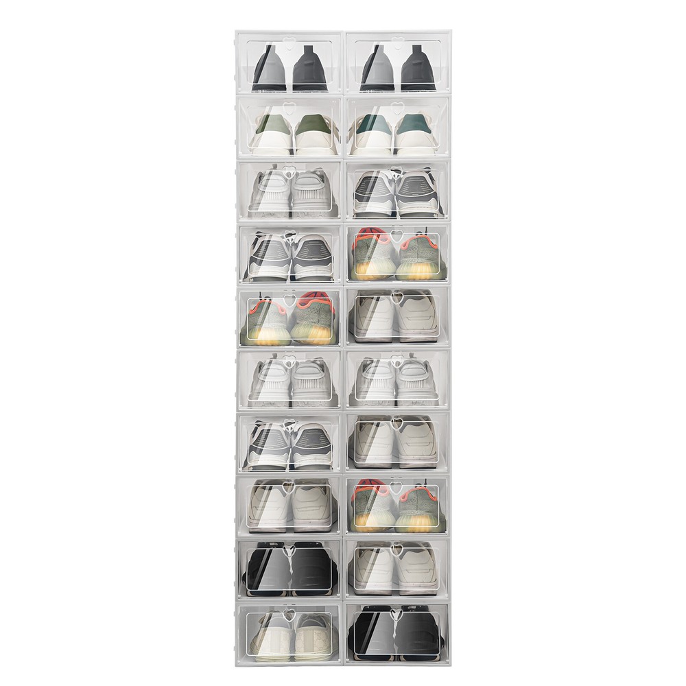 20pcs Shoe Storage Box Organizer, Transparent Plastic Stackable' Shoe Container.