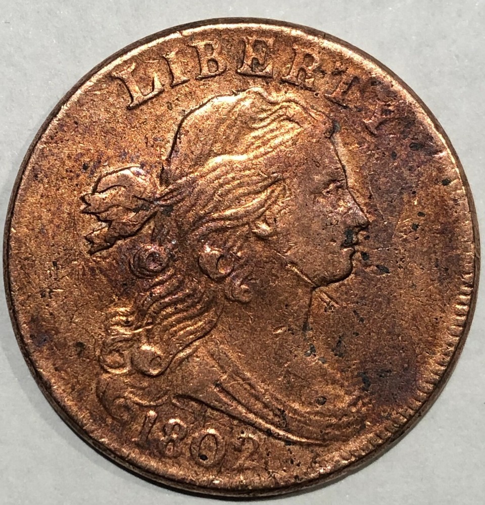 1802 Draped Bust Large Cent Stemless Wreath, Corrected Fraction