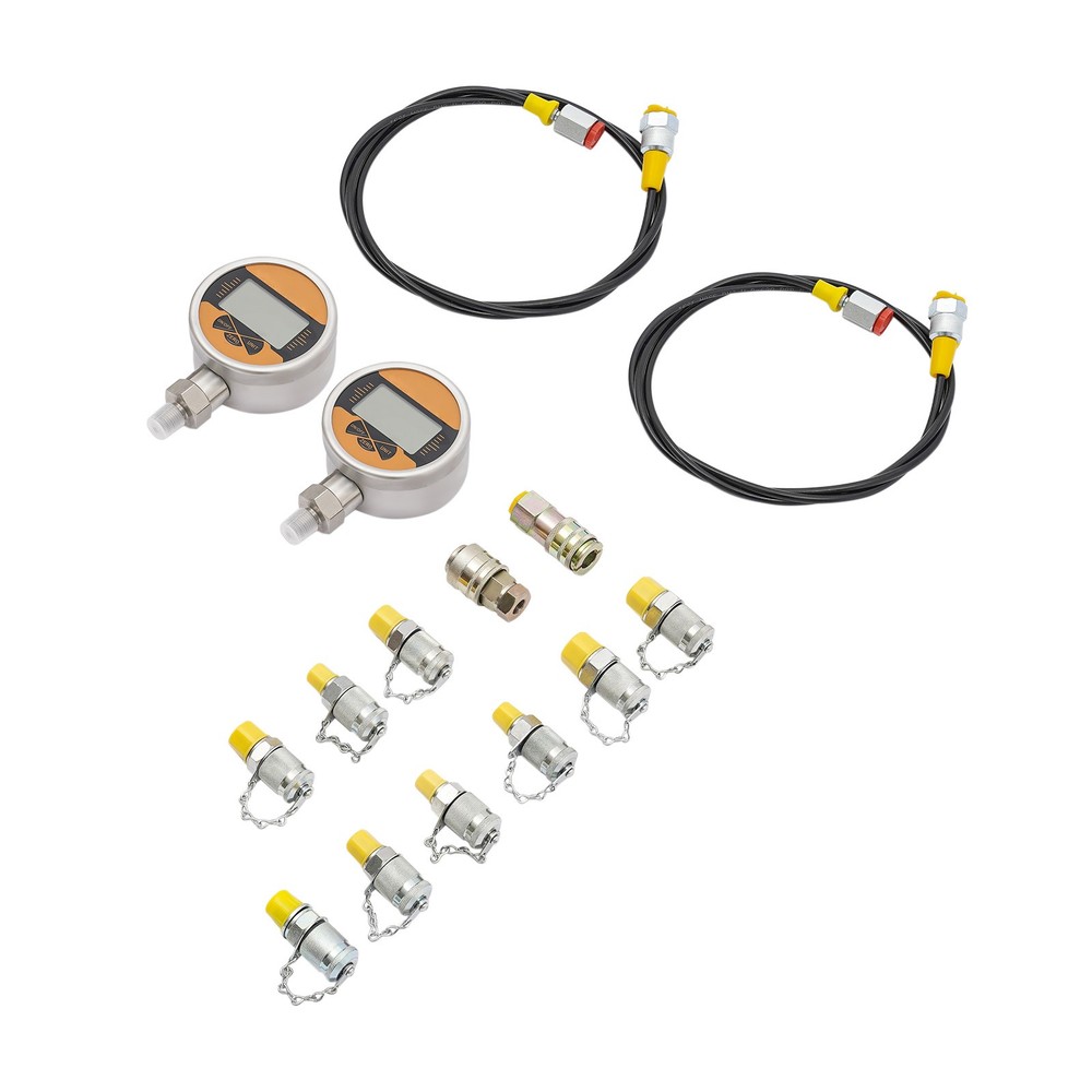 Digital Hydraulic Pressure Test Coupling Kit with 2 Gauges 2 Quick Connector