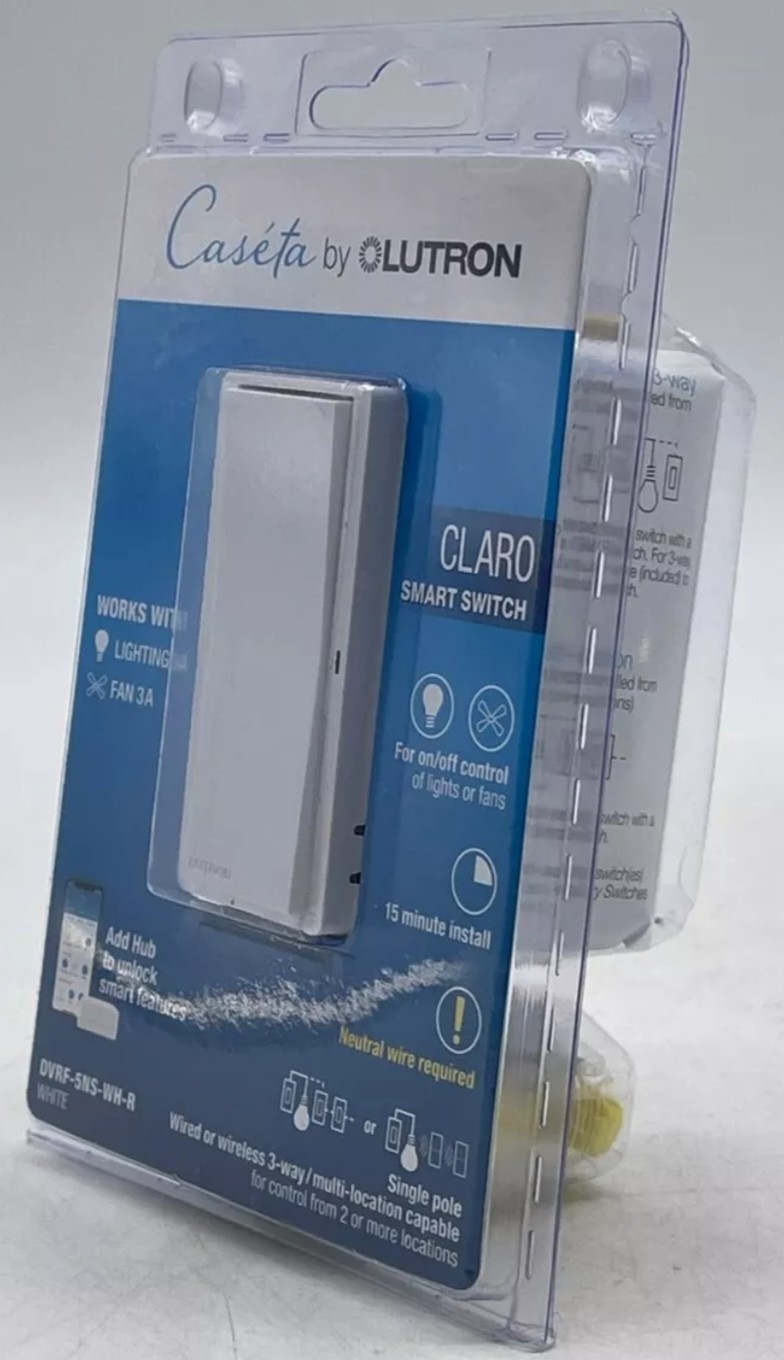🆕 Lutron CLARO Smart Switch for Caseta, Lighting 5A/ Fan 3A (DVRF-5NS-WH-R) 🆕
