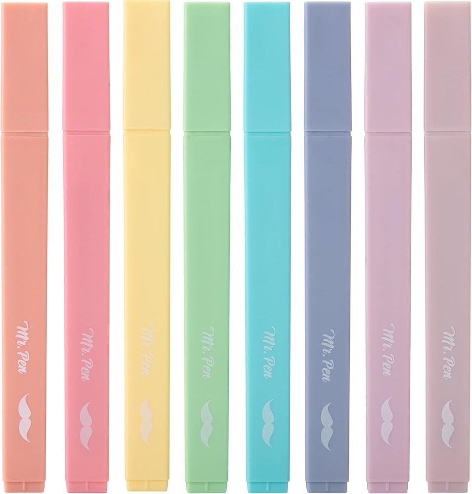 Creative 8-Pack Pastel Highlighters with Chisel Tip - No Bleed, Quick-Dry