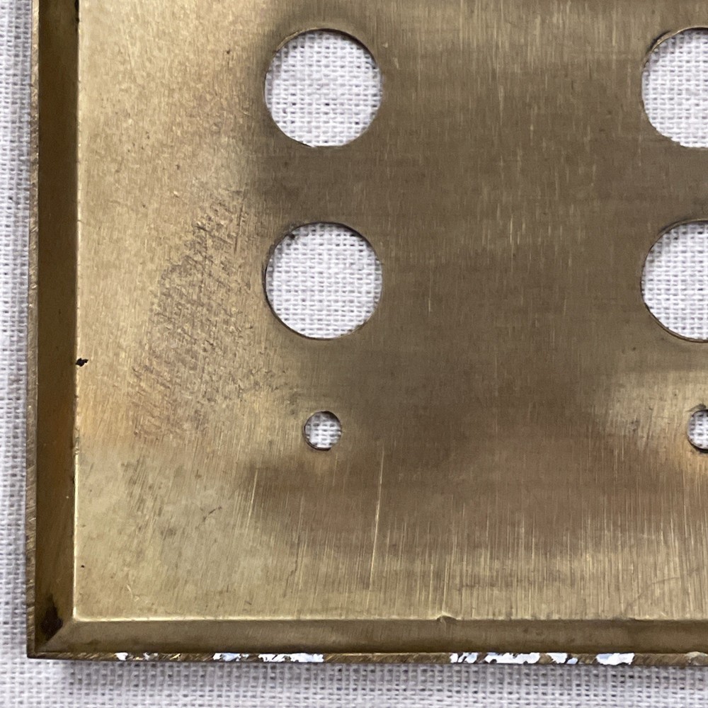 Double Push Button Solid Brass 2 Gang Switch Plate Wall Box Cover Antique Vtg