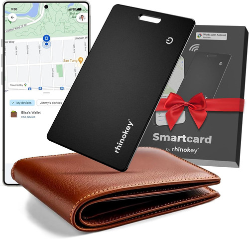 Rhinokey® Wallet Tracker Card,(Android Only) 0.07in Slim Rechargeable...