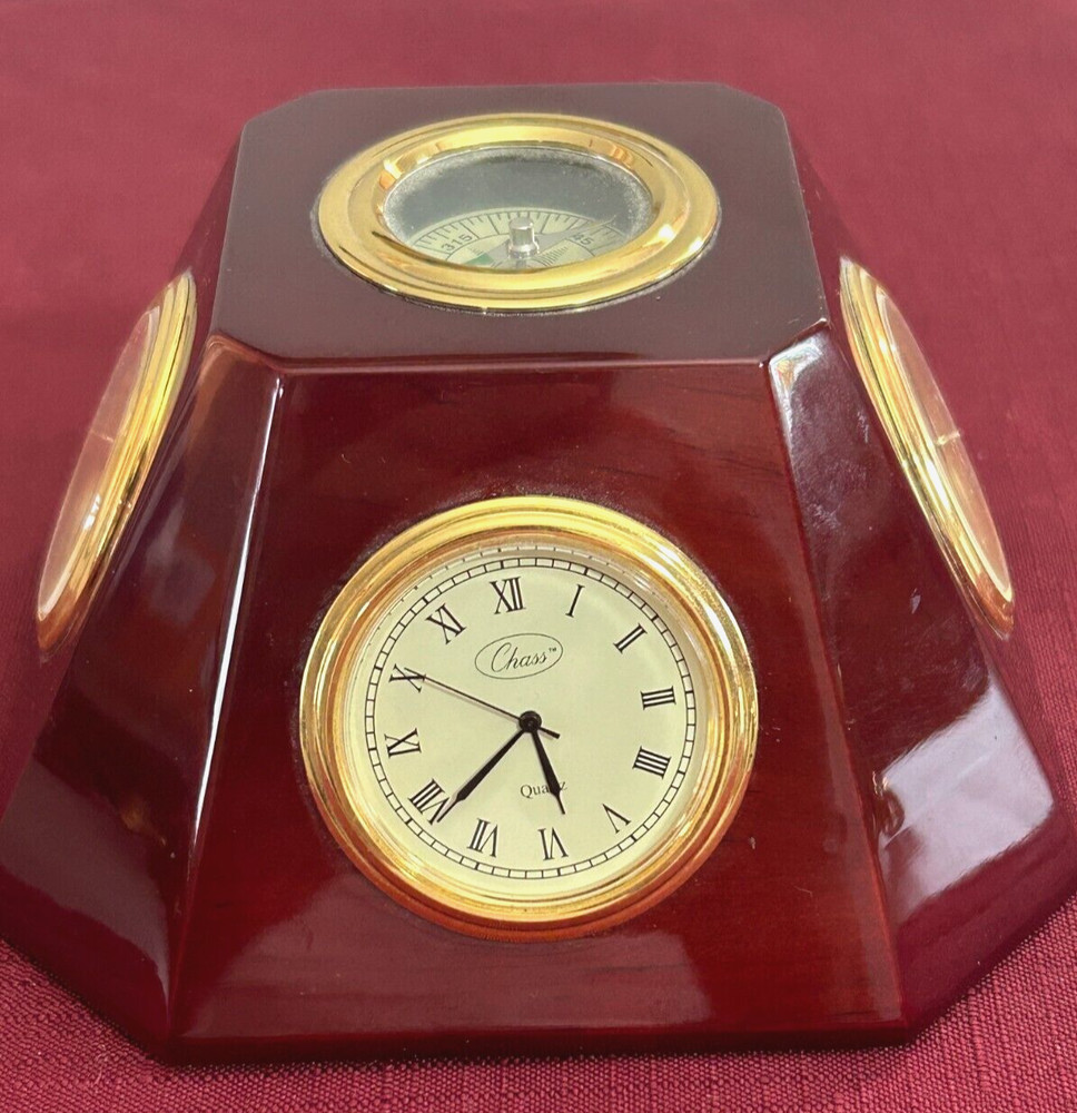 Clock Hygrometer Thermometer Compass combo Swivel Desk accessory