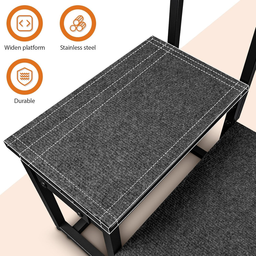 2-Step Stool with Handle for Elderly, Heavy Duty Non-Slip Step Stool for High Be