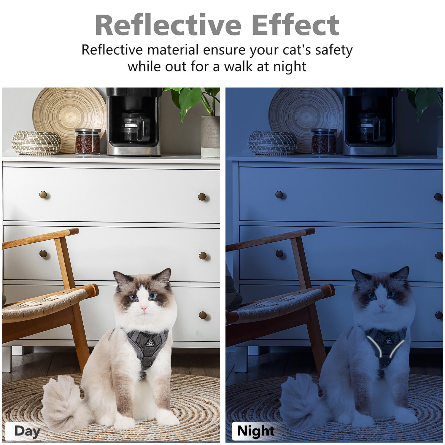 HBN Cat Harness and Leash Set for Walking, Escape Proof Soft Adjustable Vest