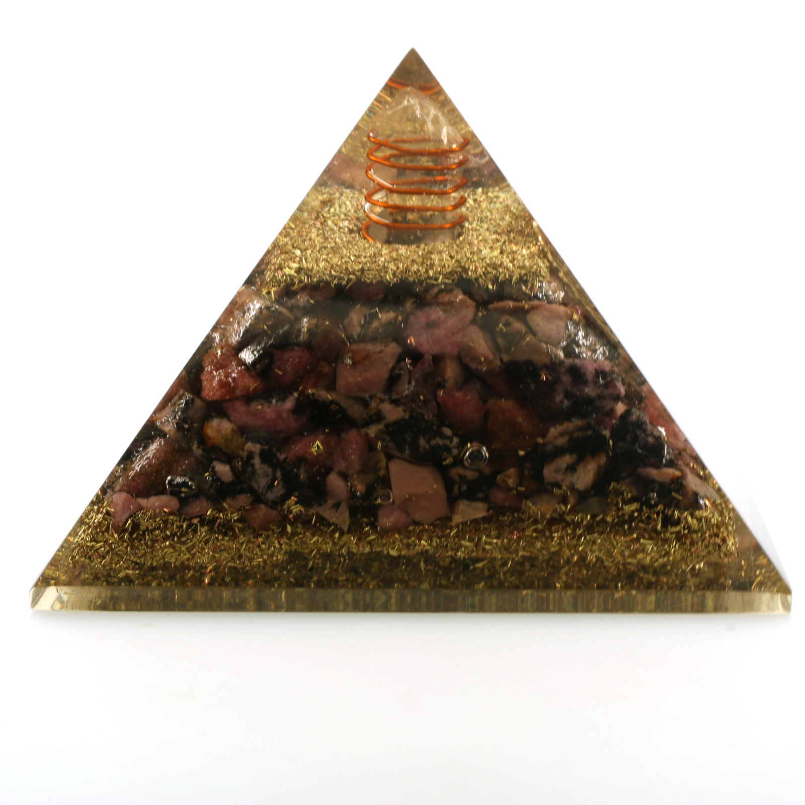 Natural Rhodonite Orgone Pyramid Extra LARGE 75mm 3in EMF & 5G Protection