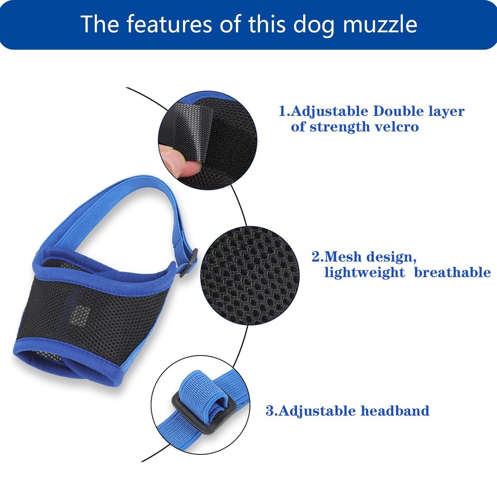Dog Muzzle Soft and Breathable Prevents Barking, Chewing and Biting Adjustabl...