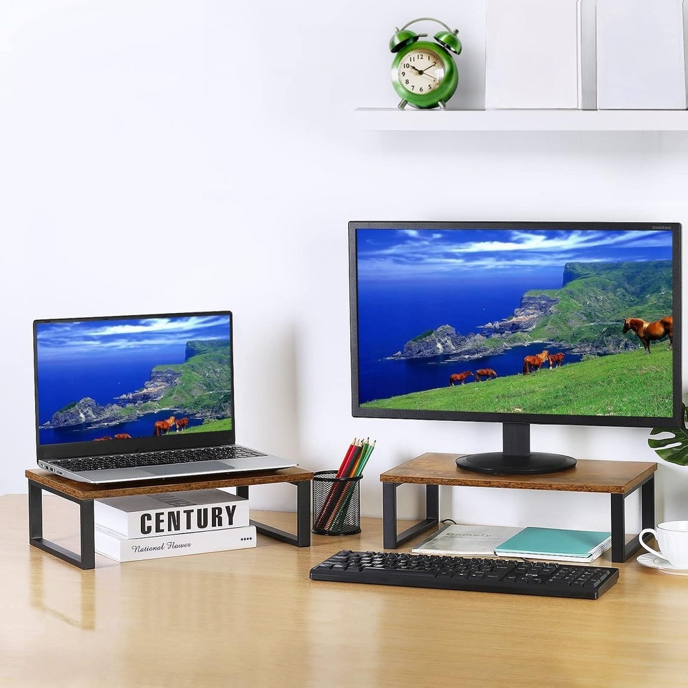 Monitor Stand Riser 2 Pack Laptop Stand Riser Holder Wood Computer Stands Vintag