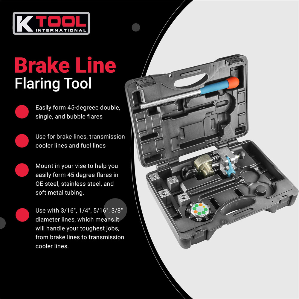 K Tool 70081 Brake Line Flaring Tool Set, Versatile, Durable Construction