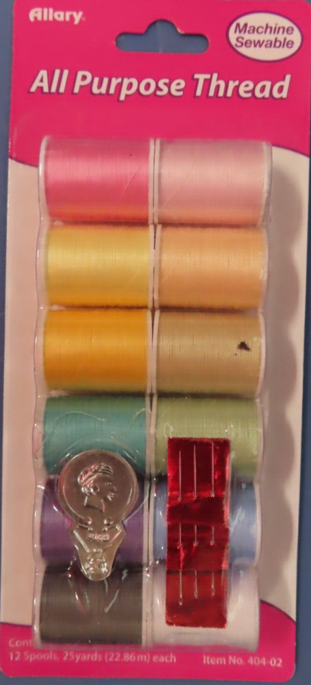 Allary All Purpose Thread Machine Sewable 12 spools assorted colors #404-02