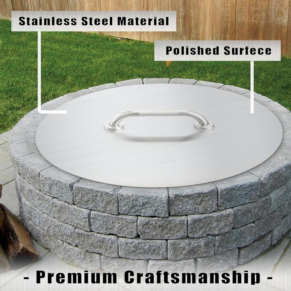 20" Fire Pit Lid Round Fire Pit Ring Stainless Steel Fire Pit Ring Cove