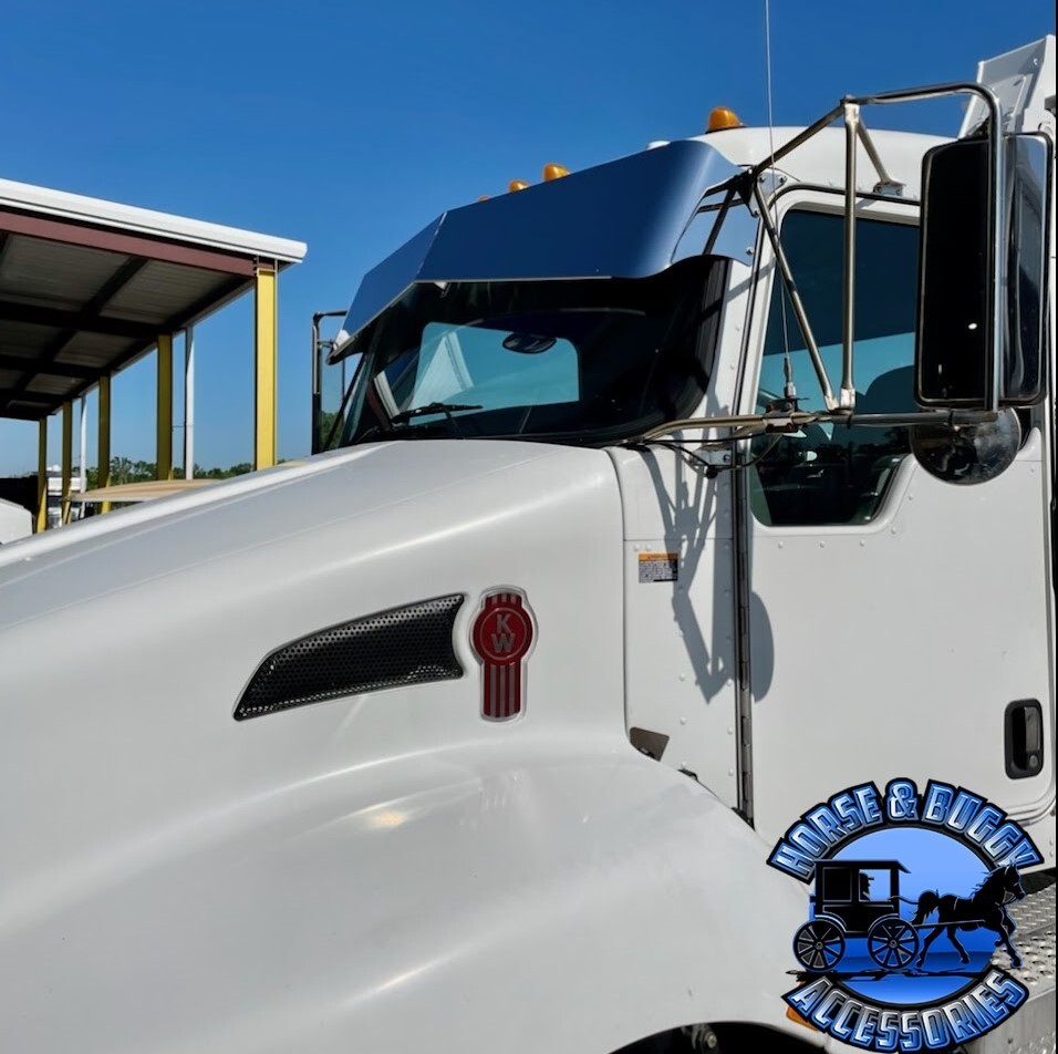 Rollin low Kenworth reverse bowtie 12X8" visor Curve windshield 304 ss. new 2011