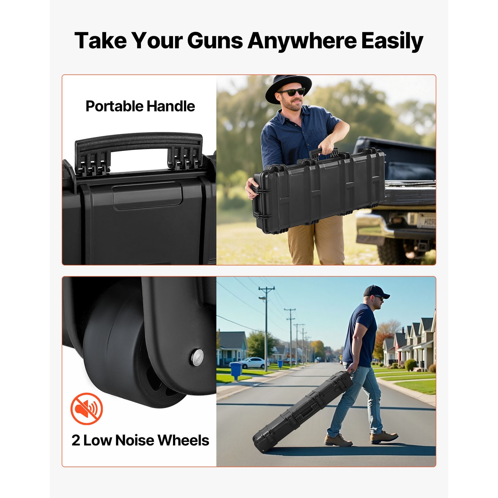 Uimoso Hard Rifle Case IP67 Waterproof Gun Storage with Customizable Foam Black