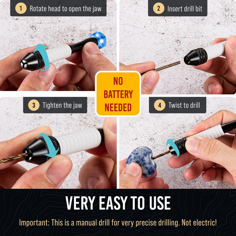 Micro Drill Bits Set with Pin Vise | Small Hand - Blue