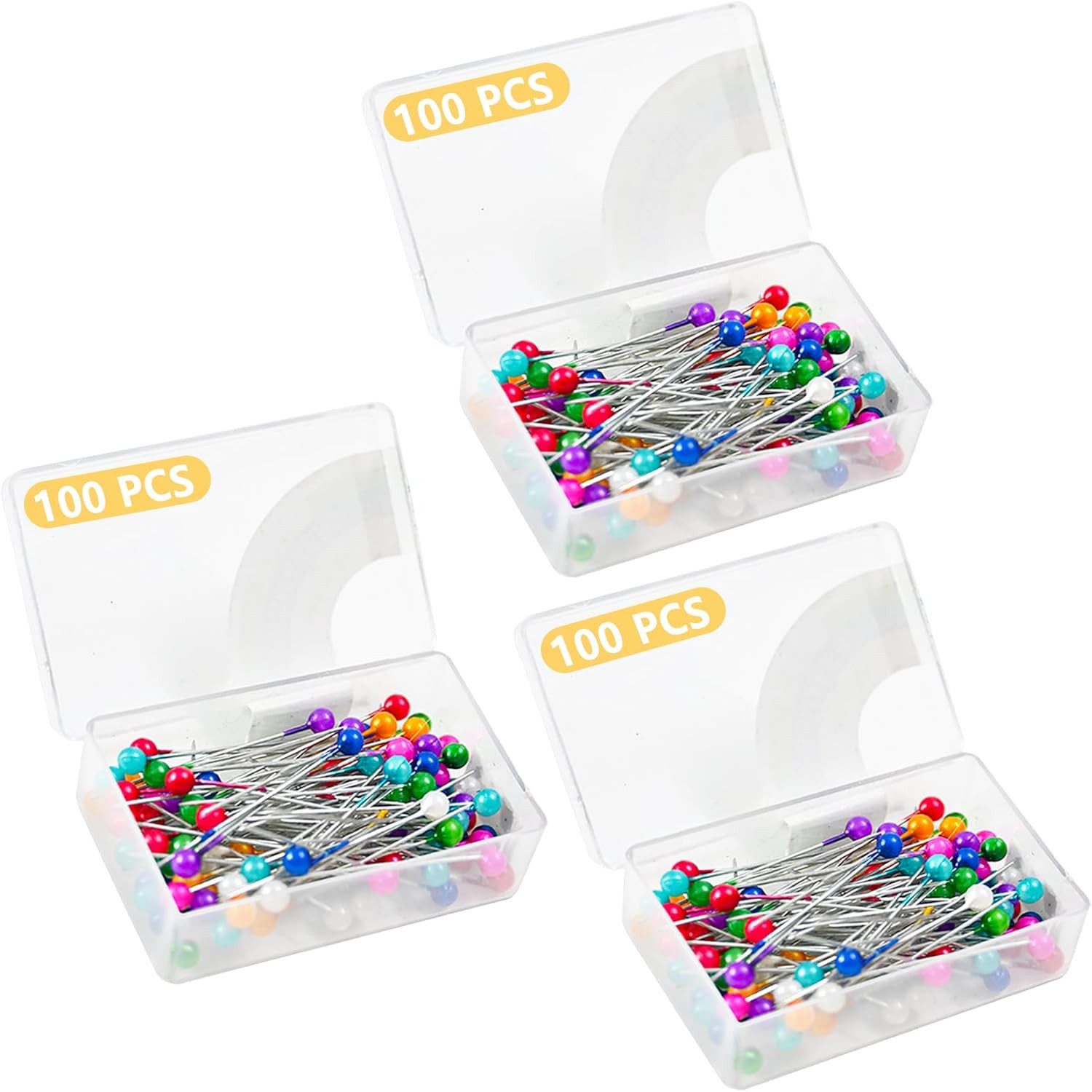 300PCS Sewing Pins for Fabric, Straight Pins with Glass Ball Heads, Corsage Pins