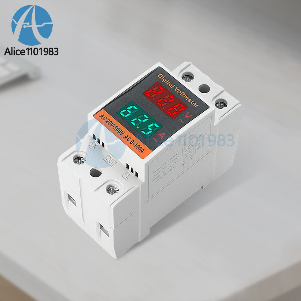 AC 50-500V 100A Din Rail Single-phase Digital Voltage LCD Voltage Current Meter