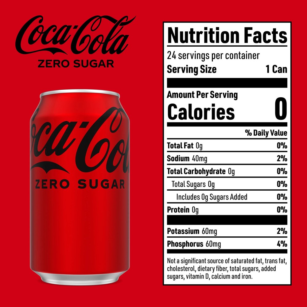 Coca Cola Zero Sugar Soda Pop Cans fl oz Pack