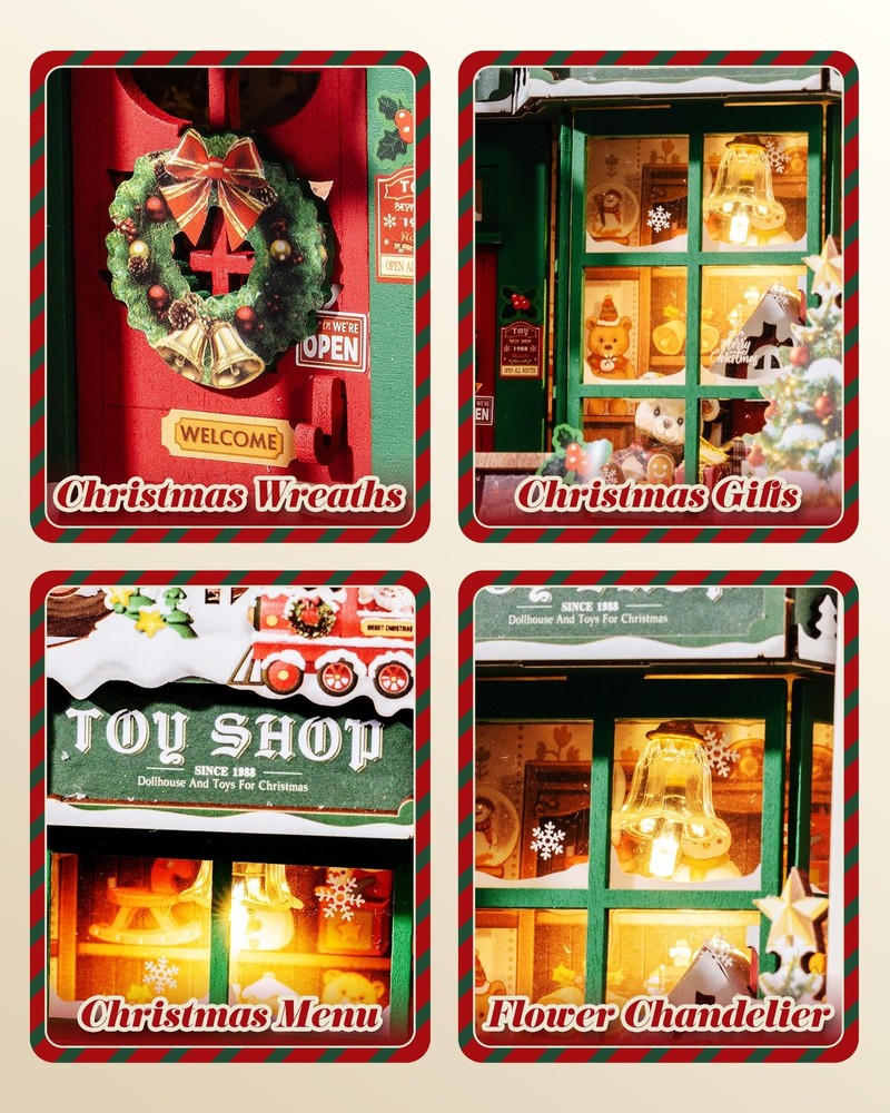 3D Diorama Frame, Wall-Mounted Shadow Box & Dollhouse Display Case for & Chri...