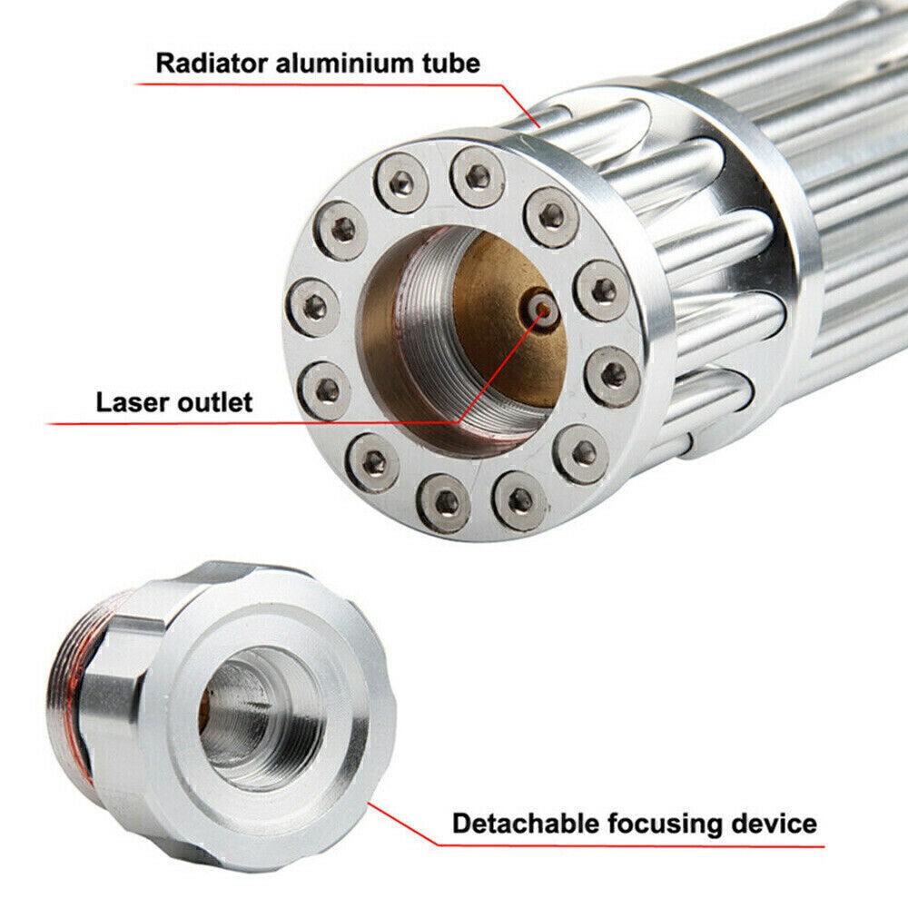 5W Red Burning Laser Pointer High Power Visible Light Beam +5 Head Caps US