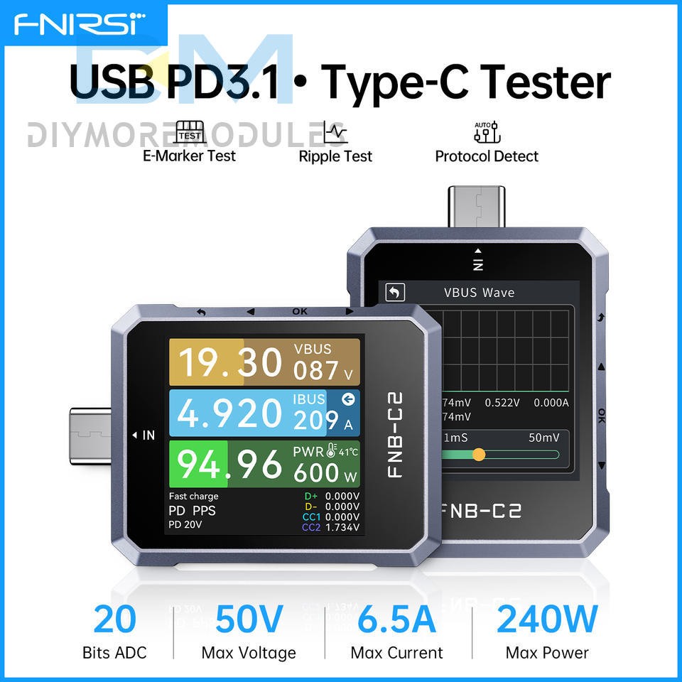 FNIRSI FNB-C2 Multifunction USB Tester Current Volt Power Meter Charging Tester