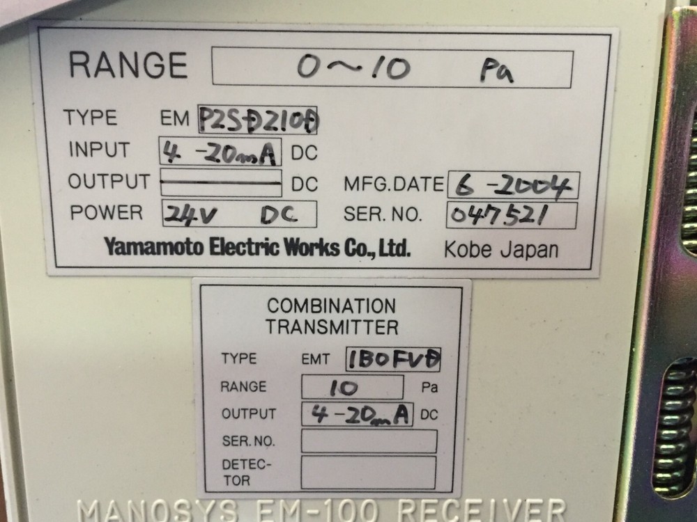 YAMAMOTO ELECTRIC EM-100 MANOMETER EM-P2S-D210D