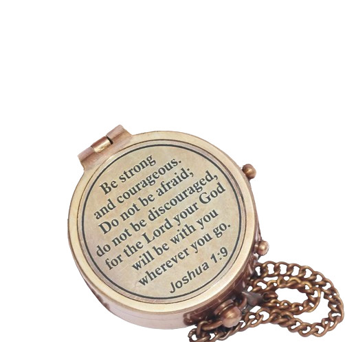 Brass Compass Engraved with Religious Scripture Verse Beautiful Gift