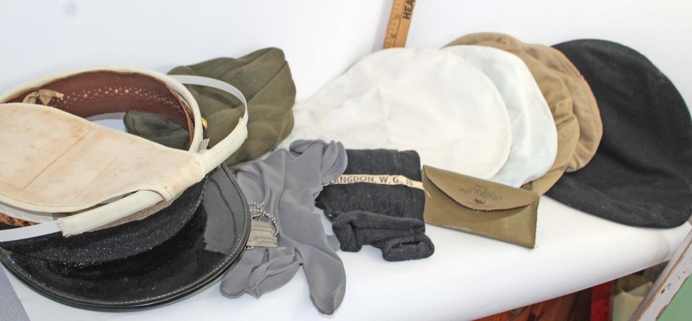 VNTG WWII USN Navy Officer Cap Covers Dog Tag Gloves Socks