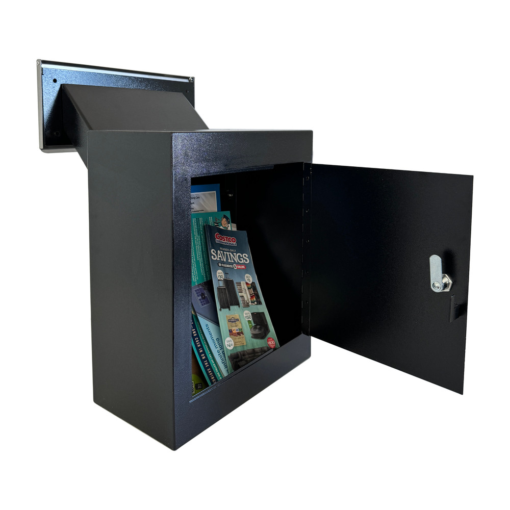 Rainproof Through the Wall Locking Mailbox with 10-Inch Adjustable Chute