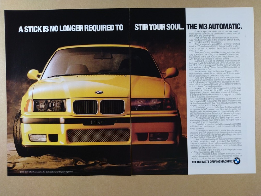 1995 BMW E36 M3 Automatic vintage print Ad