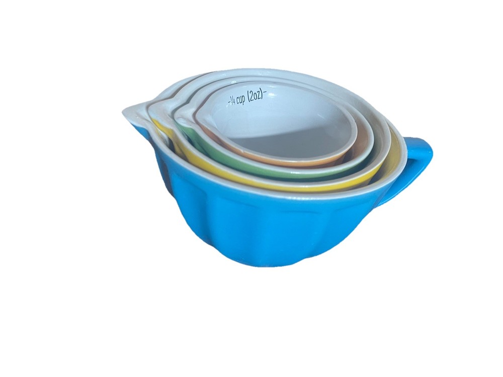 Ceramic 4-Piece Measuring Cup Set, Multicolor Nesting Cups