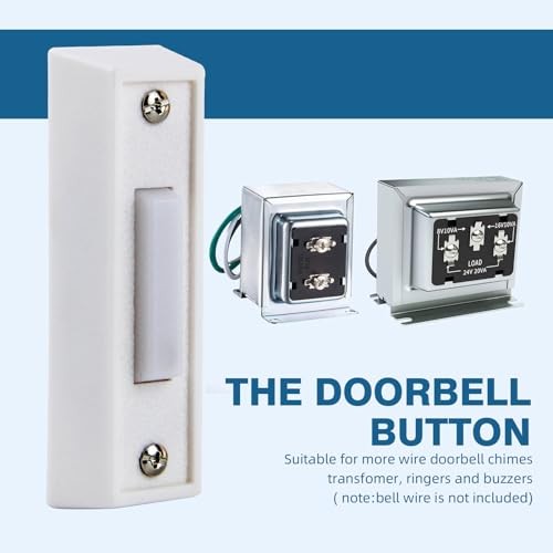 2 Pcs Lighted Doorbell Button, Wired Door Bell Push Button Replacement White