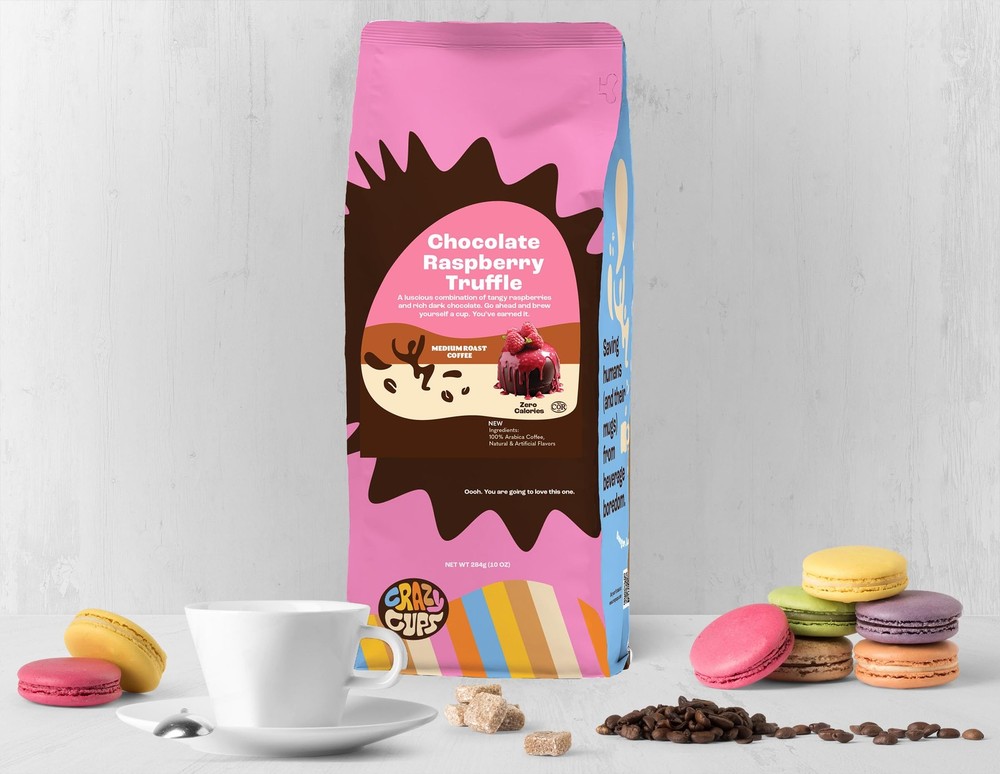 Crazy Cups Chocolate Raspberry Ground Coffee 10 oz Bag 3 Pack