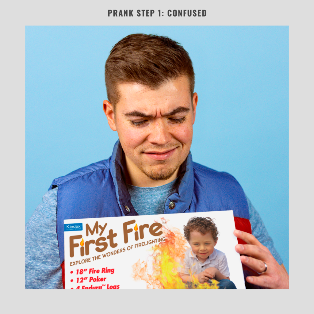 MY FIRST FIRE Prank Fake Gag Funny PARODY Joke Gift Box Baby shower toddler