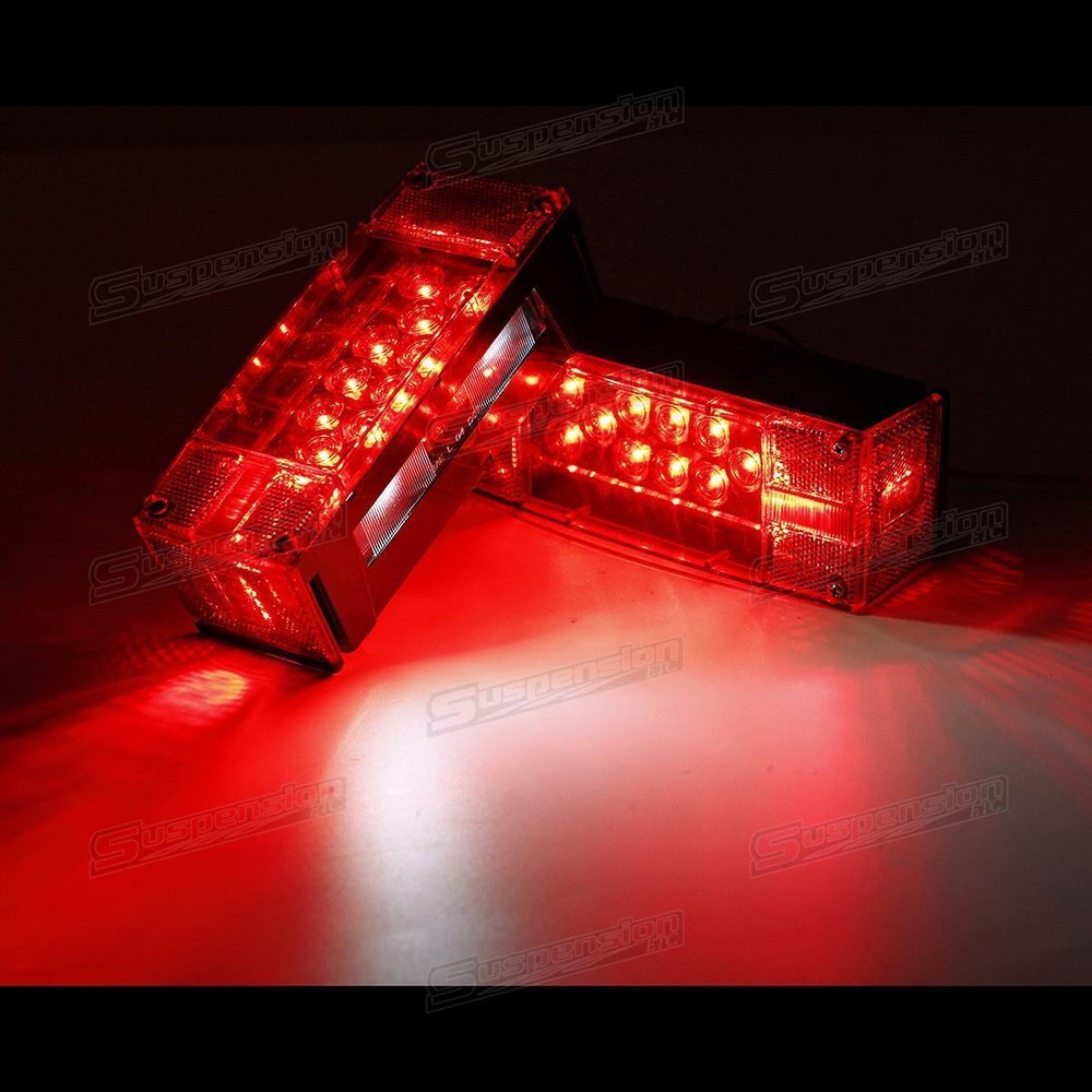 Left+Right LED Waterproof Red Trailer Boat Rectangle Stop Turn Submersible light
